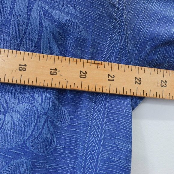 Tommy Bahama Shirt Men Medium Blue Silk Hawaiian Camp Beach Tropical Floral Leaf - Picture 3 of 15